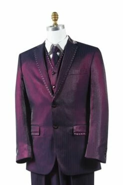 Canto Men's 3 Piece Fashion Suit - Rhinestone Accents 10 Canto Men's 3 Piece Fashion Suit - Rhinestone Accents -Empire Shop 8378 wine