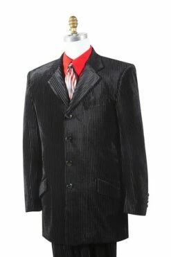 Canto Men's 2 Piece Velvet Fashion Suit - Striped Patterns