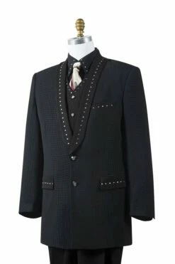 Canto Men's 4 Piece Sharkskin Fashion Suit - Rhinestone