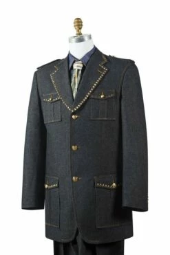 Canto Men's 2pc Cotton Denim Fashion Suit - Gold Buttons