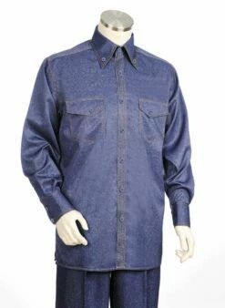 Canto Men's 2 Piece Long Sleeve Walking Suit - Denim Look