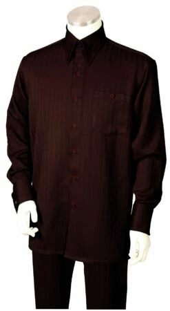 Canto Men's 2 Piece Long Sleeve Walking Suit - Subtle Stripe -Empire Shop 884 brown 1