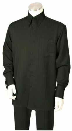 Canto Men's 2 Piece Long Sleeve Walking Suit - Subtle Stripe -Empire Shop 884 olive 1