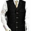 Canto Men's 2 Piece Denim Vest Set - Detailed Pic Stitching -Empire Shop 9027 01 blackdenim 2
