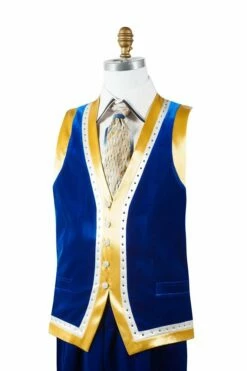 Canto Men's 2 Piece Velvet And Satin Vest Set - Bold Colors 7 Canto Men's 2 Piece Velvet And Satin Vest Set - Bold Colors -Empire Shop 9039 blue