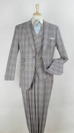 Veno Giovanni Men's 3pc 100% Wool Suit - High Fashion Patterns -Empire Shop 985 18 1