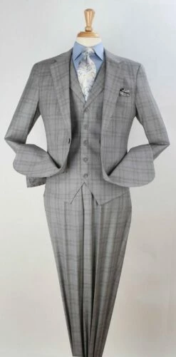 Apollo King Men's 3pc 100% Wool Suit - Notch Lapel Vest -Empire Shop a3051 lesslean