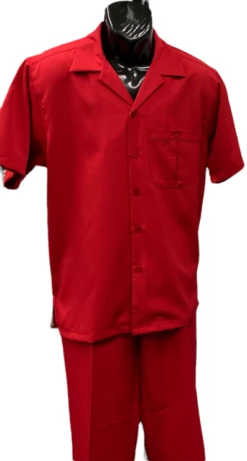 Dreams By Zacchi Men's Wide Leg 2 Piece Walking Suit - Solid Colors -Empire Shop alfie red