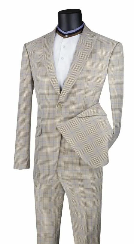 Vinci Men's 2 Piece Slim Fit Suit - Accented Windowpane 7 Vinci Men's 2 Piece Slim Fit Suit - Accented Windowpane - Image 5