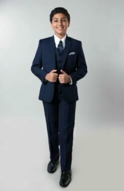 Tazio Boy's 5 Piece Suit In Solid Colors - Vested W/Shirt And Tie -Empire Shop b347 04 1