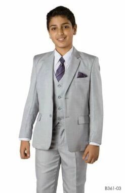 Tazio Boy's 5 Piece Suit With Free Shirt And Tie - Ultra Soft Sharkskin 11 Tazio Boy's 5 Piece Suit With Free Shirt And Tie - Ultra Soft Sharkskin -Empire Shop b361 03 light grey