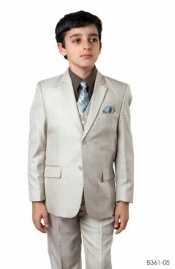 Tazio Boy's 5 Piece Suit With Free Shirt And Tie - Ultra Soft Sharkskin 13 Tazio Boy's 5 Piece Suit With Free Shirt And Tie - Ultra Soft Sharkskin -Empire Shop b361 05 light beige