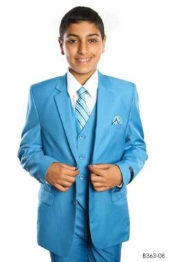 Tazio Boy's 5 Piece Suit With Shirt & Tie - 4 Button Vest -Empire Shop b363frenchblue