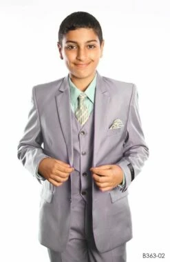 Tazio Boy's 5 Piece Suit With Shirt & Tie - 4 Button Vest -Empire Shop b363ltgrey