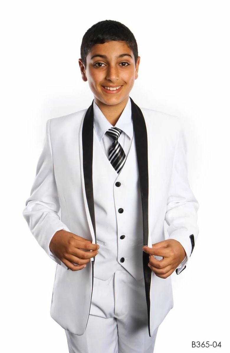 Tazio Boy's 5 Piece Suit In Solid Colors - Two Tone Trim 4 Tazio Boy's 5 Piece Suit In Solid Colors - Two Tone Trim - Image 2