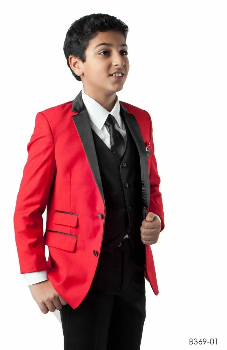 Tazio Boy's 3 Pc Slim Fit Suit - Compose With Contrasting Trim 5 Tazio Boy's 3 Pc Slim Fit Suit - Compose With Contrasting Trim - Image 3