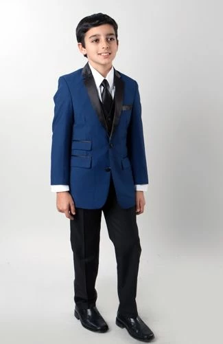 Tazio Boy's 3 Pc Slim Fit Suit - Compose With Contrasting Trim 3 Tazio Boy's 3 Pc Slim Fit Suit - Compose With Contrasting Trim
