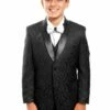Tazio Boy's 5 Piece Suit With Shirt & Tie - Black Vest