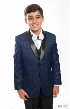 Tazio Boy's 5 Piece Suit With Shirt & Tie - Black Vest -Empire Shop b391navy