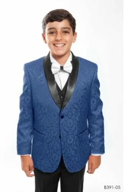 Tazio Boy's 5 Piece Suit With Shirt & Tie - Black Vest -Empire Shop b391royal