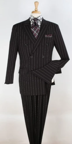 Apollo King Men's Outlet 2pc Double Breasted Suit - Pinstripe Suit