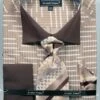 Avanti Uomo Men's French Cuff Dress Shirt Set - Broken Stripe -Empire Shop beige 66