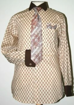 Daniel Ellissa Men's French Cuff Dress Shirt Set - Diamond Weave 25 Daniel Ellissa Men's French Cuff Dress Shirt Set - Diamond Weave -Empire Shop beige full 1