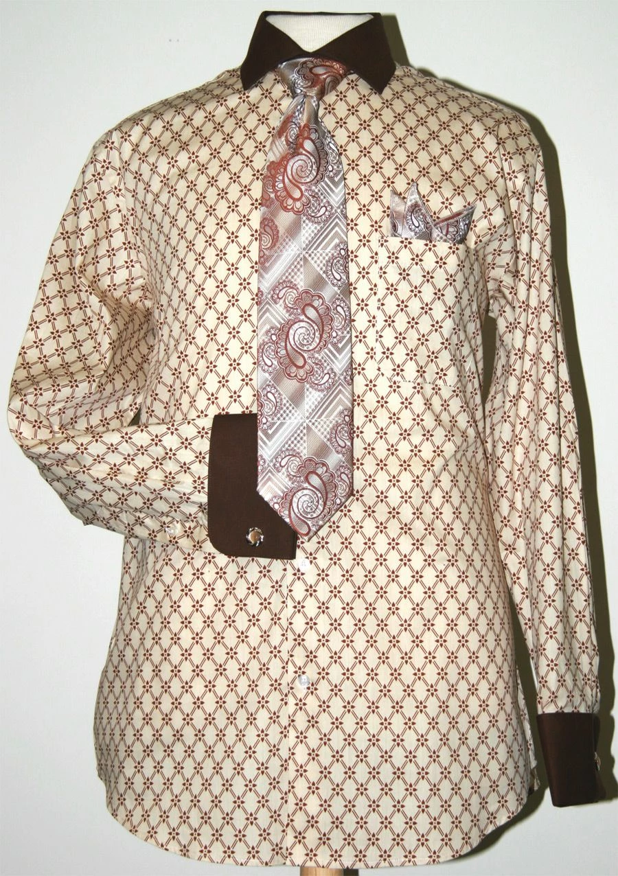 Daniel Ellissa Men's French Cuff Dress Shirt Set - Diamond Weave 14 Daniel Ellissa Men's French Cuff Dress Shirt Set - Diamond Weave - Image 12