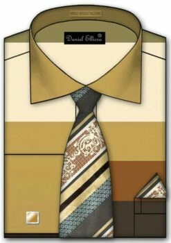 Avanti Uomo Men's French Cuff Dress Shirt Set - Tone On Tone 9 Avanti Uomo Men's French Cuff Dress Shirt Set - Tone On Tone -Empire Shop beige multi 67