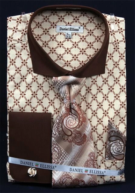 Daniel Ellissa Men's French Cuff Dress Shirt Set - Diamond Weave 11 Daniel Ellissa Men's French Cuff Dress Shirt Set - Diamond Weave - Image 9