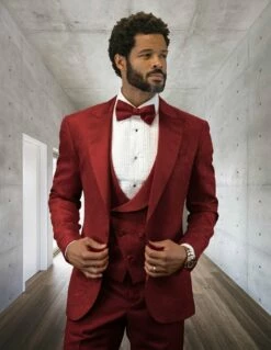 Statement Men's Modern Fit Tuxedo - Deep Peak Lapel -Empire Shop belagio15 burgundy