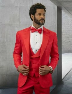 Statement Men's Modern Fit Tuxedo - Deep Peak Lapel -Empire Shop belagio15 red
