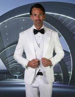 Statement Men's Modern Fit Tuxedo - Deep Peak Lapel -Empire Shop belagio15 white