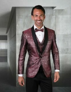 Statement Men's Outlet Modern Fit Tuxedo - Vibrant Two Tone -Empire Shop belagio21 burgundy 23