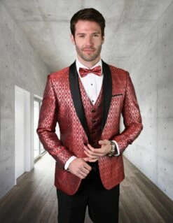 Statement Men's Modern Fit Tuxedo - Vibrant Two Tone -Empire Shop belagio21 red