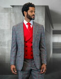 Statement Men's 100% Wool 3 Piece Suit - Vibrant Colors 13 Statement Men's 100% Wool 3 Piece Suit - Vibrant Colors -Empire Shop benson red