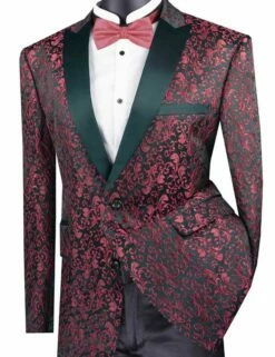 Vinci Men's 2 Button Sport Coat - Luxurious Jacquard -Empire Shop bf 2 red 2