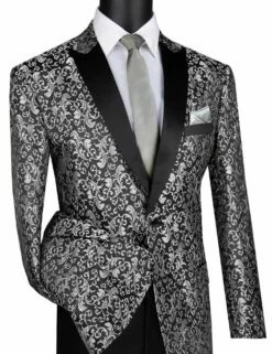 Vinci Men's 2 Button Sport Coat - Luxurious Jacquard -Empire Shop bf 2 silver 1