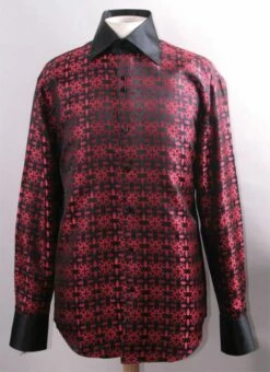 Daniel Ellissa Men's Fashion Dress Shirt - Vibrant Exotic -Empire Shop black red 1 1