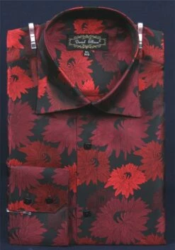Daniel Ellissa Men's Fashion Dress Shirt - Sunflower Pattern -Empire Shop black red 4
