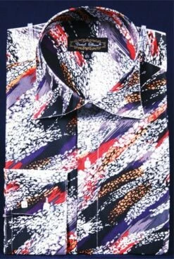 Daniel Ellissa Men's Fashion Dress Shirt - Painted Swirl Design 18 Daniel Ellissa Men's Fashion Dress Shirt - Painted Swirl Design -Empire Shop black red 5 1