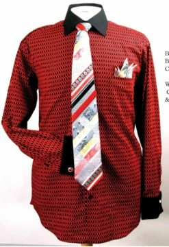 Fratello Men's French Cuff Dress Shirt Set - Printed Pattern