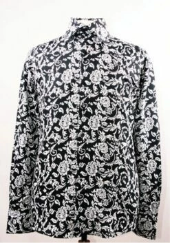 Daniel Ellissa Men's Fashion Dress Shirt - Two Tone Floral -Empire Shop black white 2 1