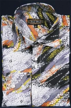 Daniel Ellissa Men's Fashion Dress Shirt - Painted Swirl Design 14 Daniel Ellissa Men's Fashion Dress Shirt - Painted Swirl Design -Empire Shop black white 4
