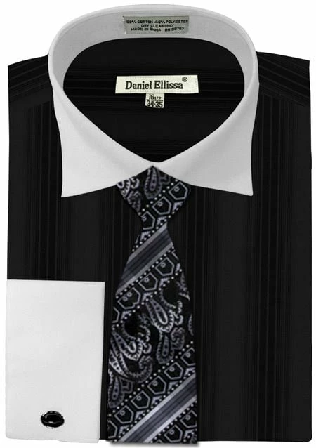 Daniel Ellissa Men's French Cuff Dress Shirt Set - Basic Two Tone 8 Daniel Ellissa Men's French Cuff Dress Shirt Set - Basic Two Tone - Image 6
