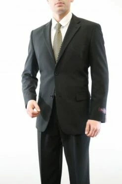 Tazio Men's 2 Piece Solid Discount Suit - 2 Button Jacket -Empire Shop black 3 1