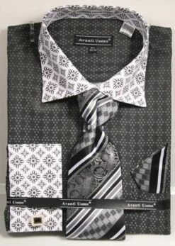 Avanti Uomo Men's Outlet French Cuff Dress Shirt Set - Varied Patterns