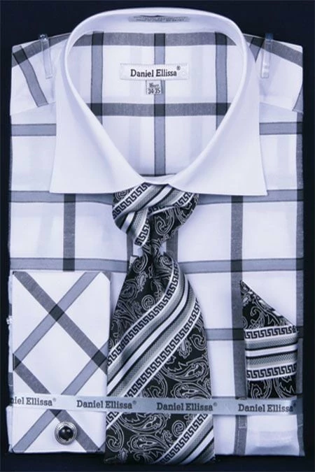 Daniel Ellissa Men's French Cuff Dress Shirt Set - Spread Collar 12 Daniel Ellissa Men's French Cuff Dress Shirt Set - Spread Collar - Image 10