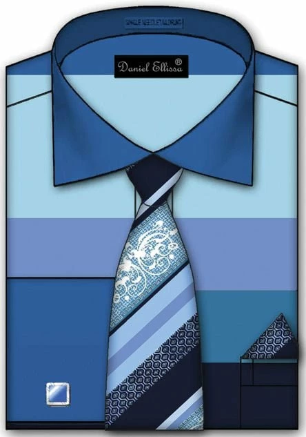 Avanti Uomo Men's French Cuff Dress Shirt Set - Tone On Tone 4 Avanti Uomo Men's French Cuff Dress Shirt Set - Tone On Tone - Image 2