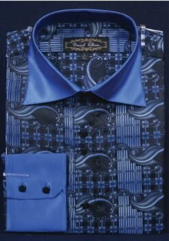 Daniel Ellissa Men's Fashion Dress Shirt - Geometric With Swirl -Empire Shop blue 18 1